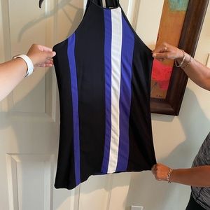Parker Black, White, and Purple Striped Dress
